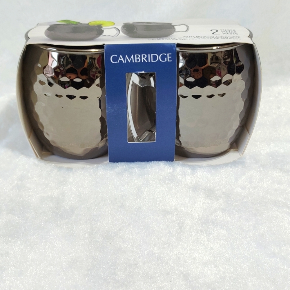 Cambridge Moscow Mule Mugs 20oz Stainless Steel Hammered Drinkware Kitchenware